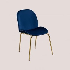 Pacote de 4 cadeiras de jantar Pary Velvet Azul & Dourado - Sklum