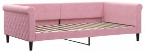 Sofá-cama com colchão 100x200 cm veludo rosa