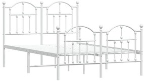 Estrutura de cama com cabeceira e pés 120x200 cm metal branco