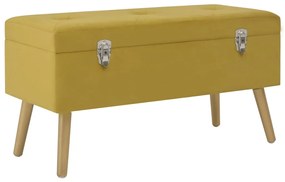 329930 vidaXL Banco c/ compartimento arrumação 80 cm veludo amarelo mostarda