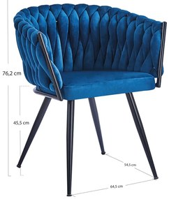 Cadeira Widny Black Veludo - Azul