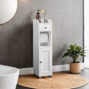 Armário casa de banho com suporte para papel higiénico 20 x 18 x 76,7 cm branco