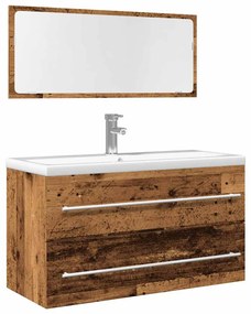 vidaXL 2 pcs conj. móveis casa banho derivados madeira madeira velha