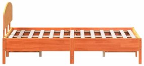 Cama sem colchão 120x190 cm madeira pinho maciça castanho-mel