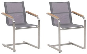 Conjunto de 2 cadeiras de jardim em inox com tela cinzenta COSOLETO Beliani