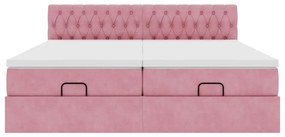 Estrutura de cama otomana com colchões 180x200 cm veludo rosa