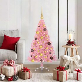 vidaXL Árvore de Natal Artificial Pré-iluminada Rosa 120 cm PVC