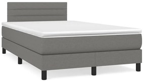 Cama boxspring com colchão 120x190 cm tecido cinzento-escuro
