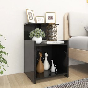 vidaXL Mesas cabeceira 2 pcs 40x35x60 cm contraplacado preto brilhante