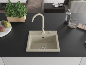 Mexen Milo lava-loiça de granito de 1 bacia com torneira de cozinha Telma, bege - 6505-69-670200-69