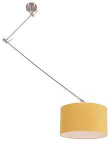 Candeeiro de suspensão em aço com abajur 35 cm amarelo ajustável - Blitz Moderno