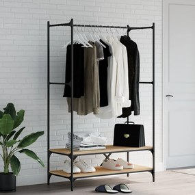 Charriot/Suporte p/ roupas c/ prateleiras deriv. madeira carvalho sono