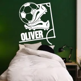 Autocolante personalizado por cima da cama - Campo de futebol com nome