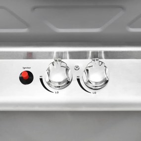 Grelhador a gás com 2 zonas de cozinhar aço inoxidável prateado
