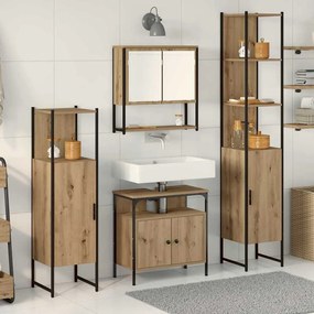 vidaXL Conjunto de Móveis para Banheiro com 4 Peças em Carvalho Artesanal.