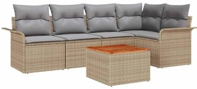 Conjunto de sofá de jardim com 6 peças da , almofadas beje em rattan s