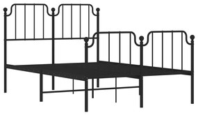 Estrutura de cama com cabeceira e pés 120x200 cm metal preto