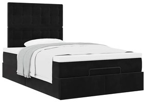 Estrutura de cama otomana com colchões 120x200 cm veludo preto