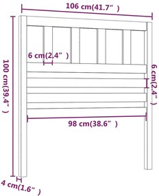 Cabeceira de cama 106x4x100 cm pinho maciço cinzento