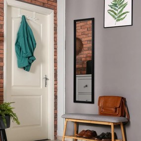 Espelho de porta/parede de corpo inteiro com ganchos Espelho para quarto, sala de estar e vestiário 33 x 119 cm preto