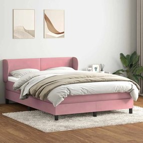Cama com molas/colchão 140x210 cm veludo Rosa