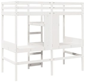 Cama alta sem colchão 75x190 cm pinho maciço branco