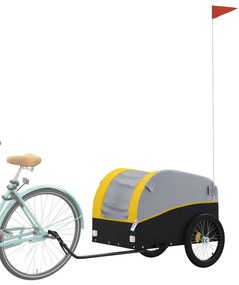 Reboque para bicicleta 45 kg ferro preto e amarelo