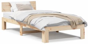 Estrado de Cama com Cabeceira 90x190 cm Madeira de Pinho