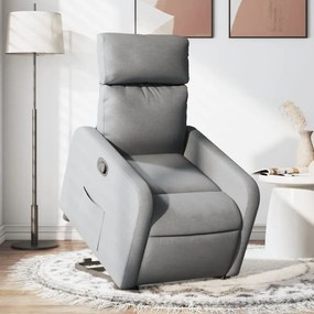 vidaXL Poltrona reclinável elevatória tecido cinzento-claro