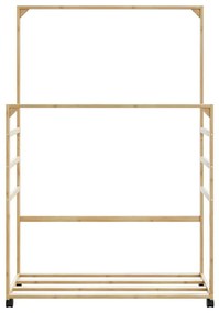 Cabide com prateleiras e rodas 90x35x155 cm bambu