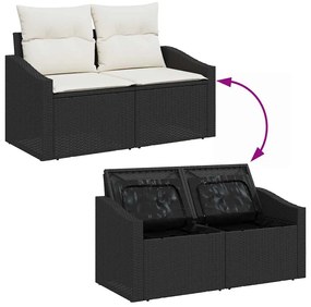 Conjunto de Sofá de Jardim vidaXL 12 Peças com Almofadas Preto Vime Po
