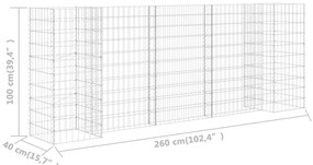 Gabião em forma de H fio de aço 260x40x100 cm