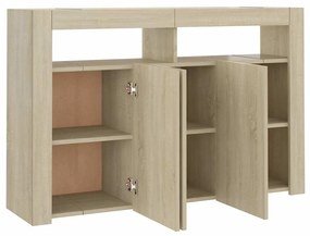 Aparador com luzes LED 115,5x30x75 cm carvalho sonoma