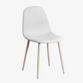 Pack De 4 Cadeiras De Jantar Glamm Tecido Branco Quebrado & Toupeira Claro & Tecido - Sklum