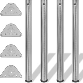 4 pernas de mesa, altura ajustável, níquel escovado 710 mm