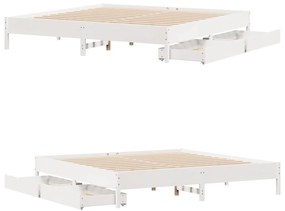 Cama sem colchão 180x200 cm madeira de pinho maciça branco