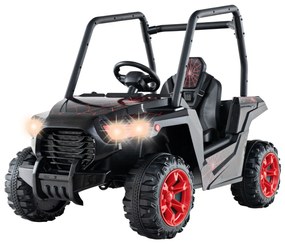 Carro de brincar a bateria de 24V com controlo remoto 3 velocidades 2 suspensões de mola Música de arranque lento Preto