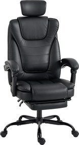 HOMCOM Cadeira Gaming Ergonômica, Poltrona Gamer Reclinável em Couro Sintético, Altura Ajustável, Apoio de Cabeça 2D, Preto | Aosom Portugal