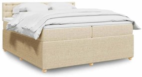 vidaXL Cama com molas/colchão 200x200 cm tecido cor creme