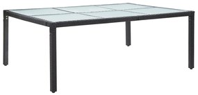 46129 vidaXL Mesa de jantar p/ exterior 200x150x74 cm vime PE preto
