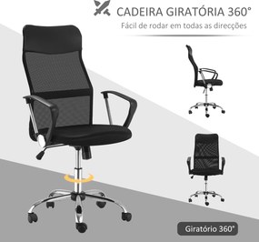 Cadeira de Escritório  de Tecido de Malha Encosto para a Cabeça de PU  Carga de 120 kg Preto