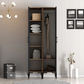 Guarda-Roupa Kumsal RS – Nogueira/Antracite – 80 cm x 47,5 cm x 201,4