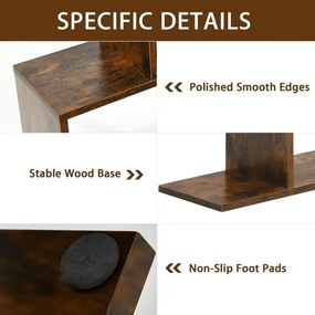 Estante decorativa em forma de S  80 x 23 x 191 cm com 6 prateleiras de madeira multifuncional para sala, quarto ou escritório Café