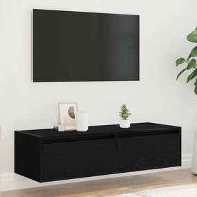 Móvel TV com luzes LED carvalho preto 100X35,5x25 cm