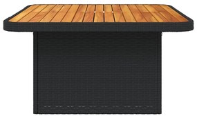Mesa de jardim 80x80x71 cm vime PE e madeira de acácia preto
