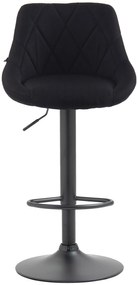 Banco de bar Lazio em tecido e com estrutura preta 46 x 83-104 x 49 cm Preto