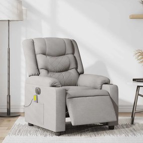 Poltrona massagens reclinável elétrica tecido cinzento-nublado