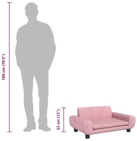 Cama para cães 70x45x33 cm veludo rosa
