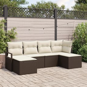 vidaXL Conjunto de Sofás para Jardim com Almofadas Castanho Rattan Poliéster