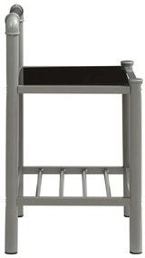 Mesas de cabeceira 2 pcs metal cinzento e vidro preto